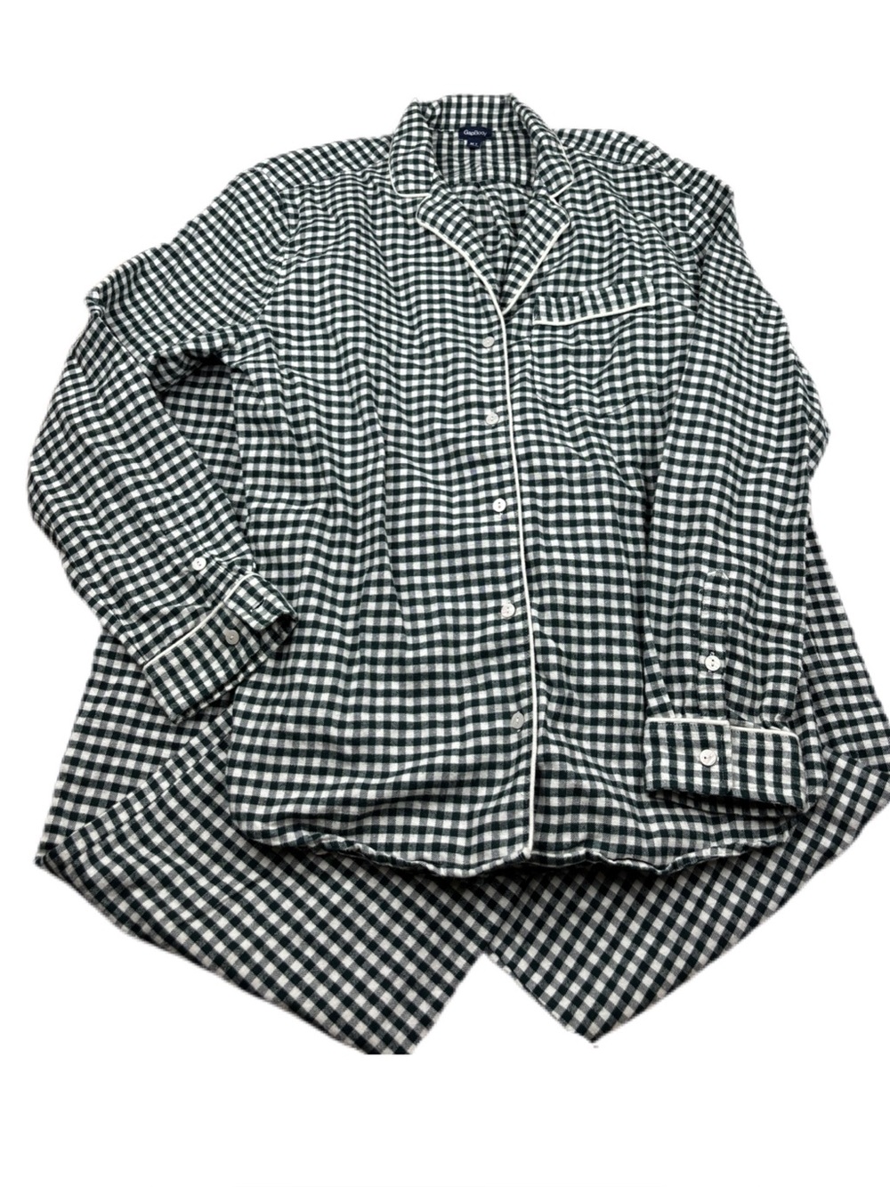 Gap Body Green Gingham Flannel Long Sleeve Pajama Set Size Medium tall